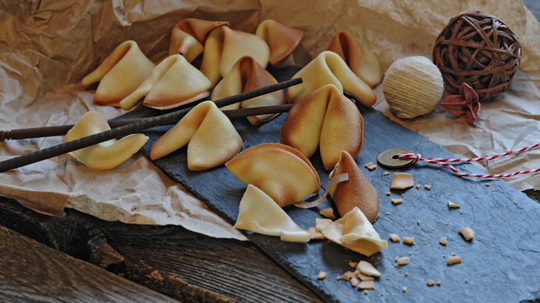 fortune cookies with chopsticks