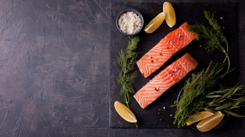 raw salmon with fresh dill