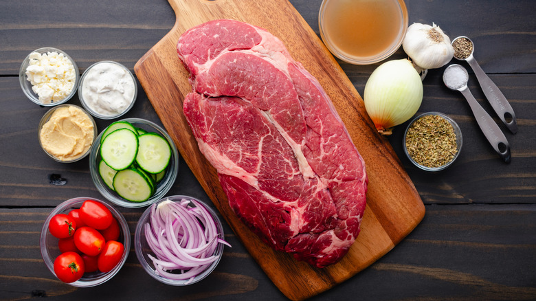 pot roast ingredients on counter