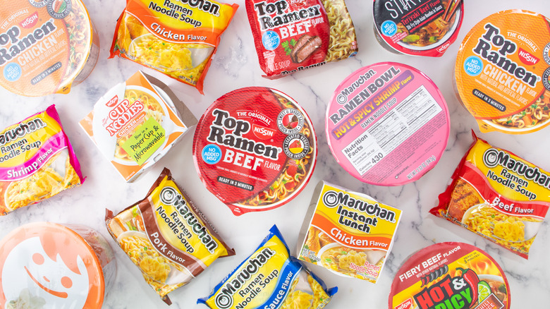 Nissin and Maruchan ramen packages