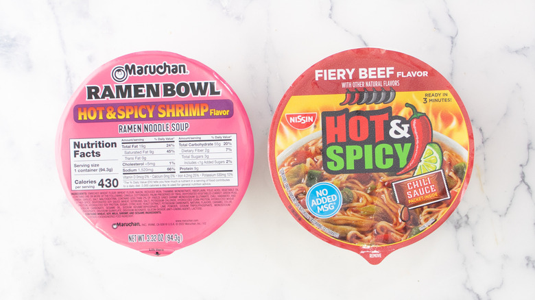 Nissin and Maruchan ramen bowls