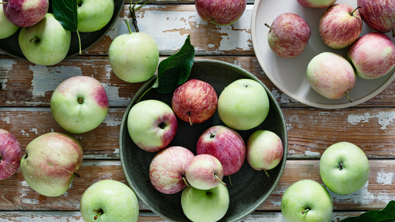 Whole apples on a table