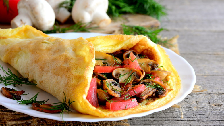 veggie omelet on plate