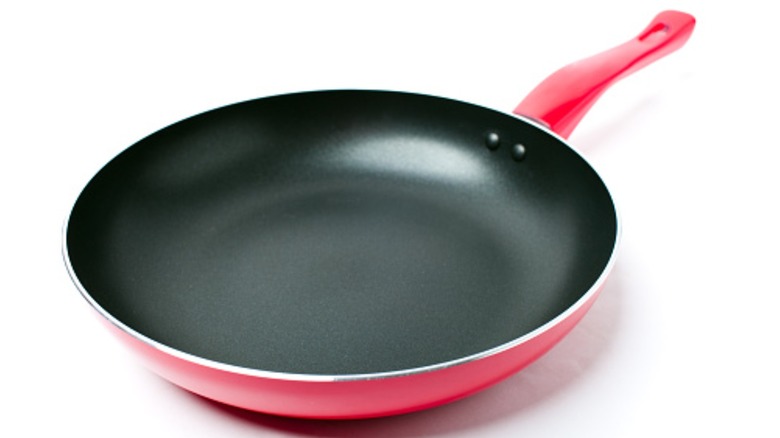 red Teflon pan