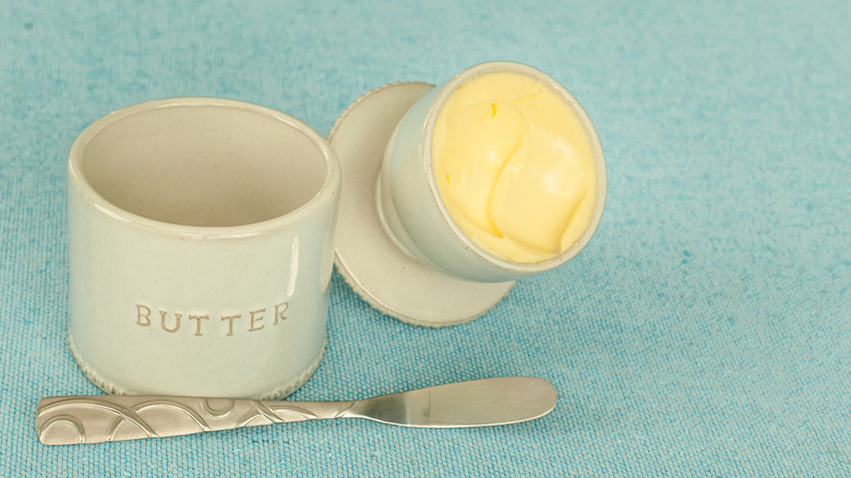A white butter bell