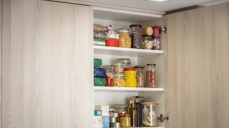 Kitchen cabinet with pantry foods