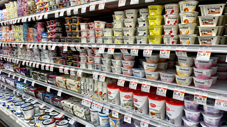 Yogurt display at the grocery store