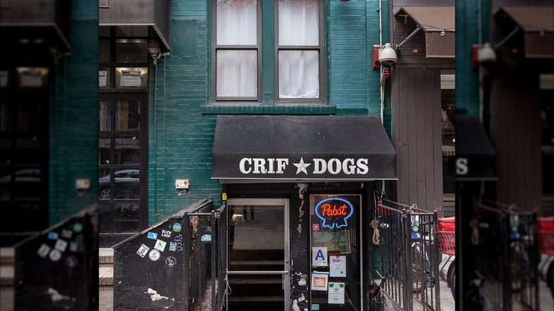 Entrance to Crif Dogs in New York City