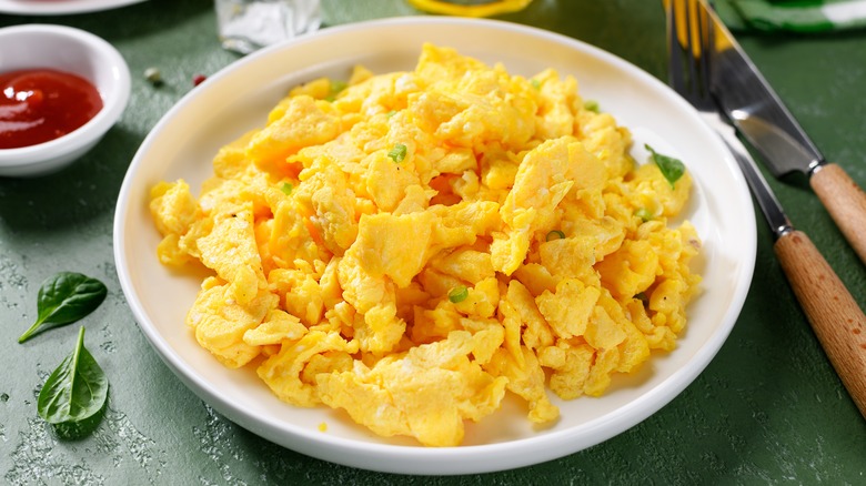 plate of scrambled eggs