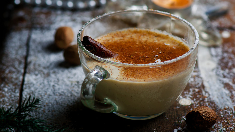 Eggnog topped with nutmeg