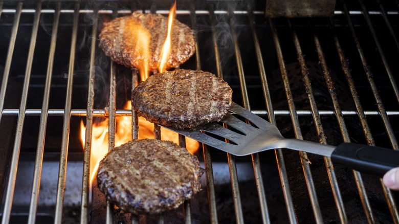 Hamburgers on a grill