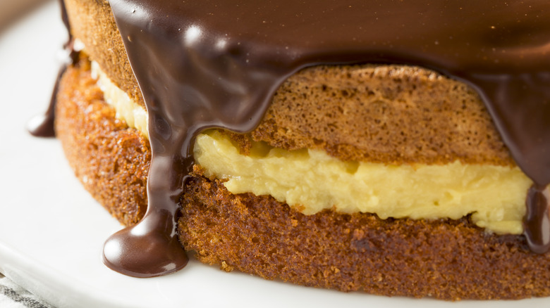 Boston cream pie chocolate dripping