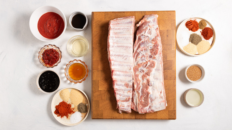 Ingredients for oven-baked BBQ baby back ribs