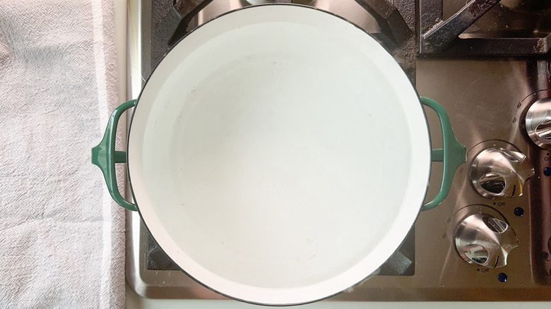 Water in pot on stovetop