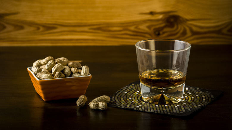 Peanut butter whiskey with peanuts