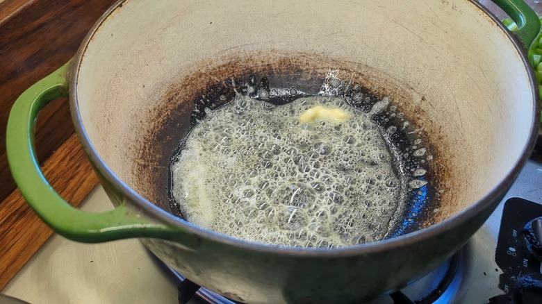melted butter in pot
