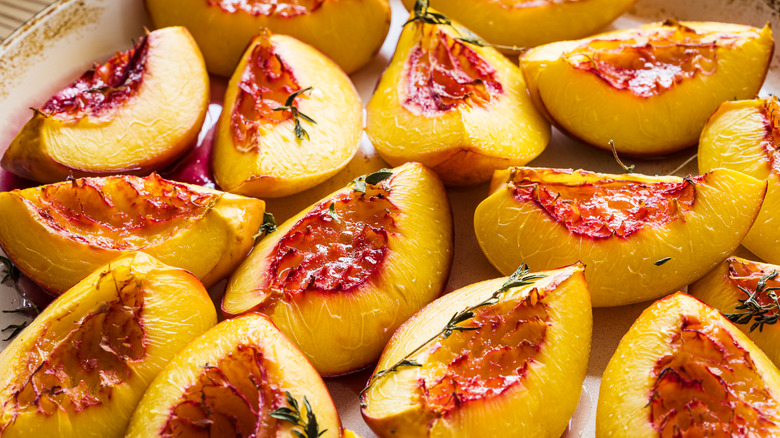 roasted herbed peach slices