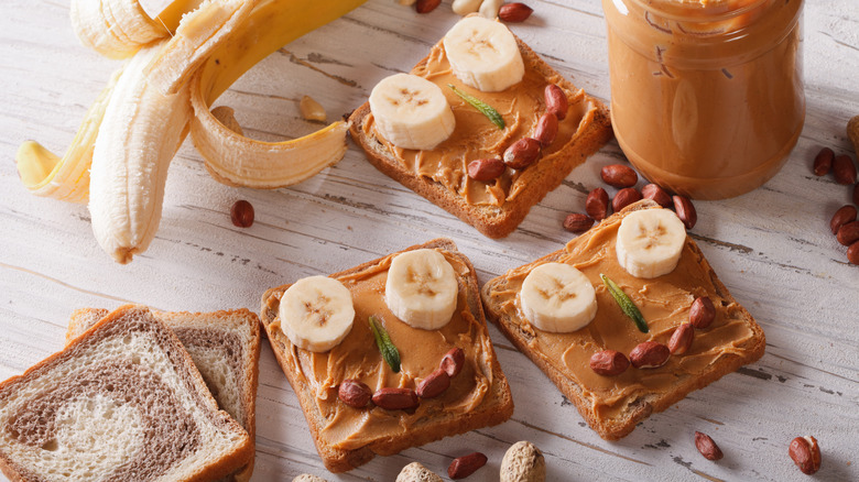 Decorated peanut butter sandwiches