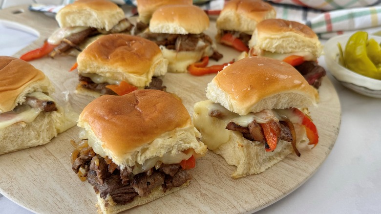 sliders on wooden plate