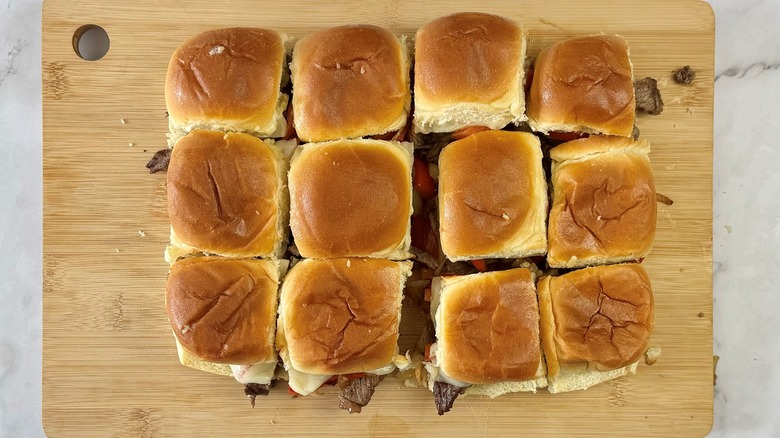 sliders on wooden board