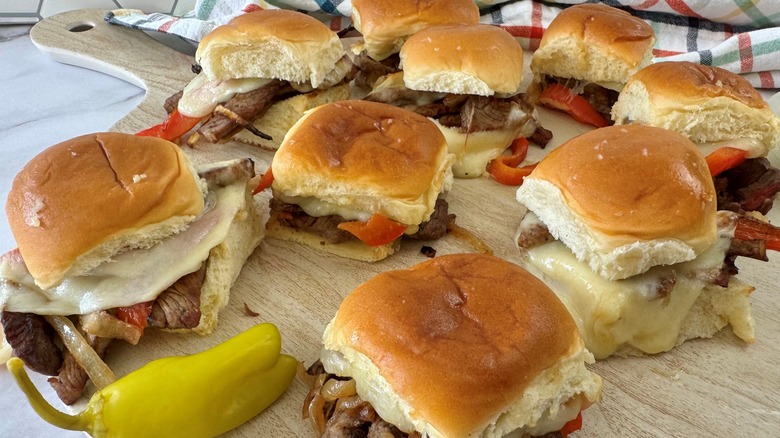 sliders on wooden plate