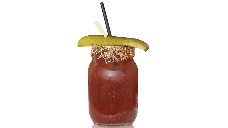 Bloody Mary with pickle slice 