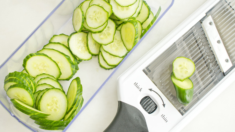 Sliced cucumber with mandoline