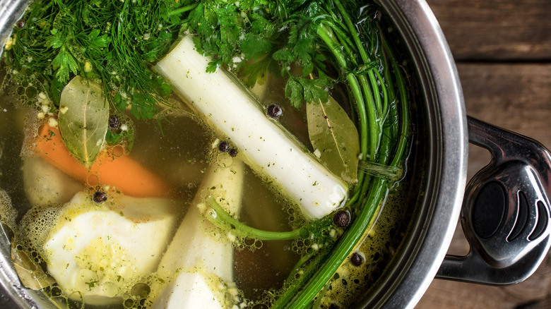 Broth with herbs and vegetables