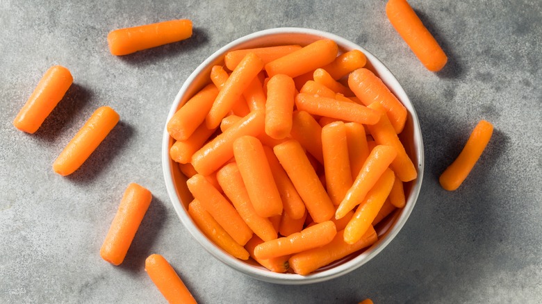 Baby carrots in bowl