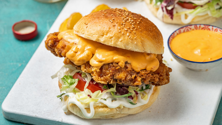 Chicken sandwich on a bun