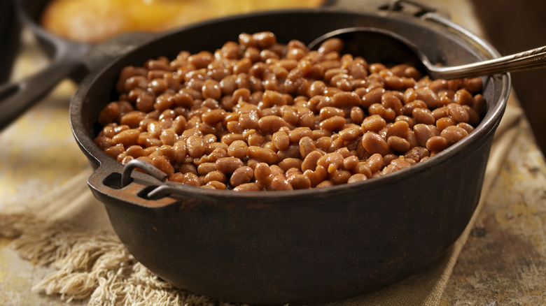 Beans in a cast iron pot