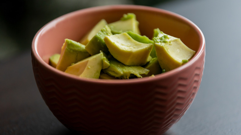 bowl of cubed avocado