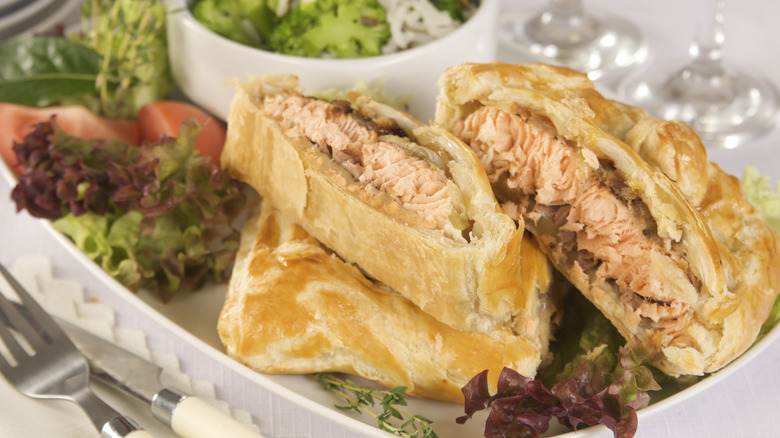 Salmon in puff pastry