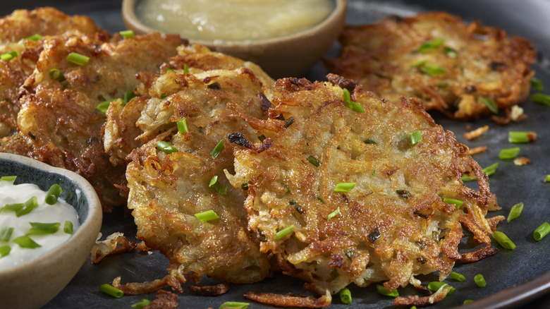 displayed serving of latkes