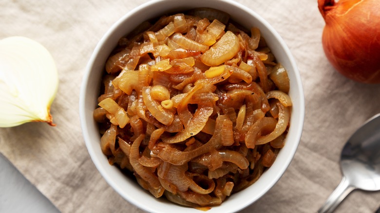 A bowl of caramelized onions