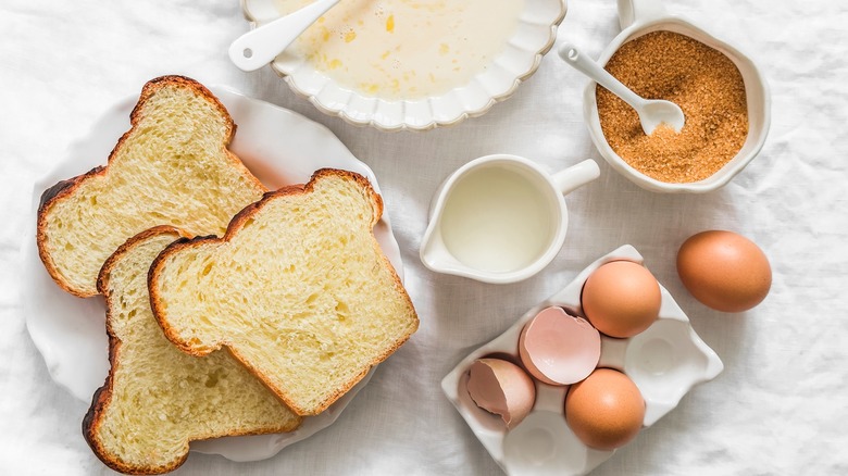 French toast ingredients on table