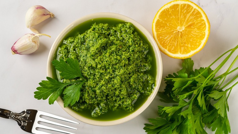 Chimichurri in a bowl