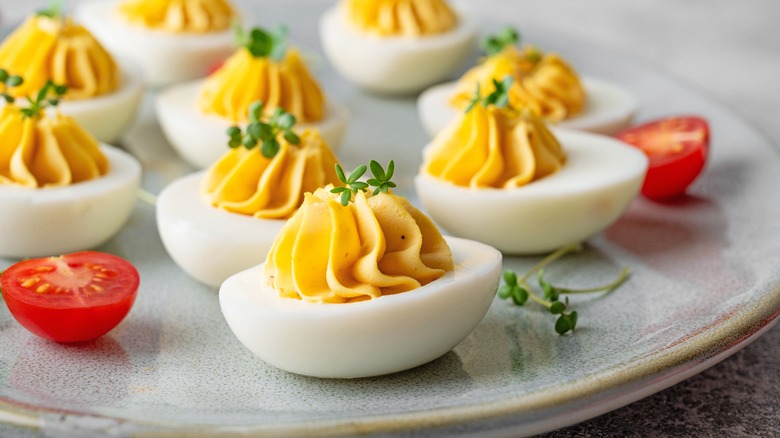 Deviled eggs on a plate