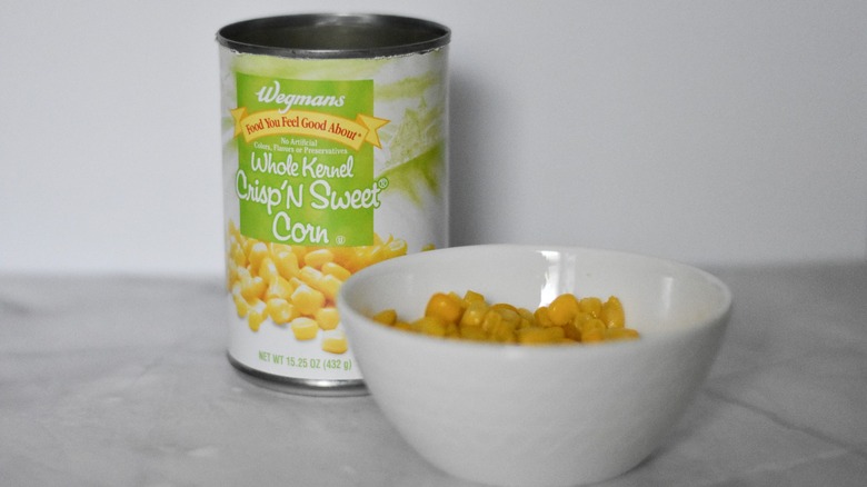 Wegman's canned corn with bowl