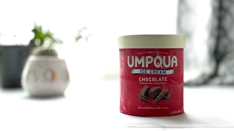 Umpqua chocolate ice cream on counter