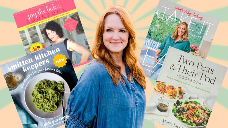 Graphic of Ree Drummond surrounded by cookbooks