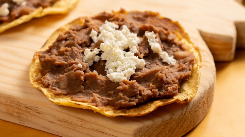 refried beans and tortilla