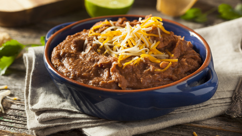 bowl of refried beans