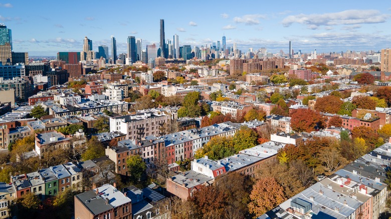 Brooklyn in New York City, with the Manhattan skyline in the background