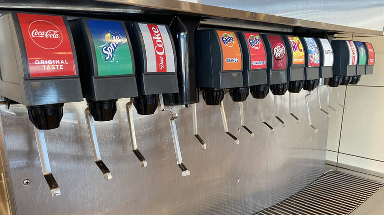 a self-serve soda fountain