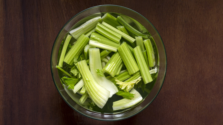 Celery in a bowl of water