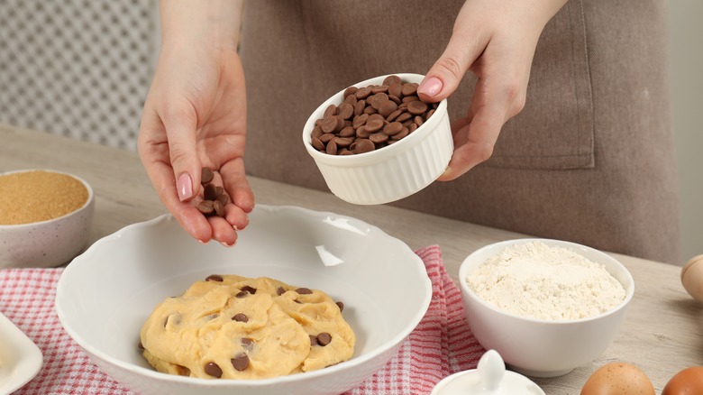 Chocolate chips in a bowl