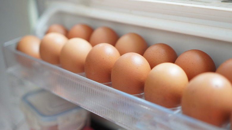 Eggs in a fridge