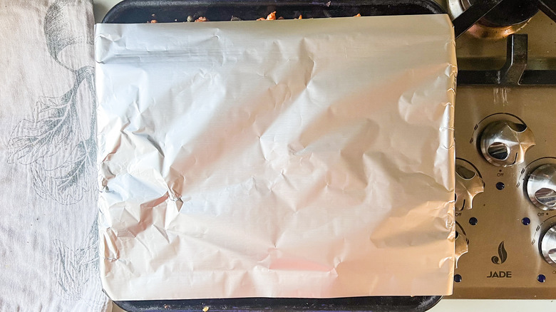 Foil-covered baking sheet
