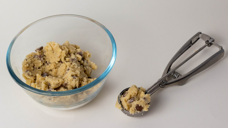 Cookie dough and a scooper